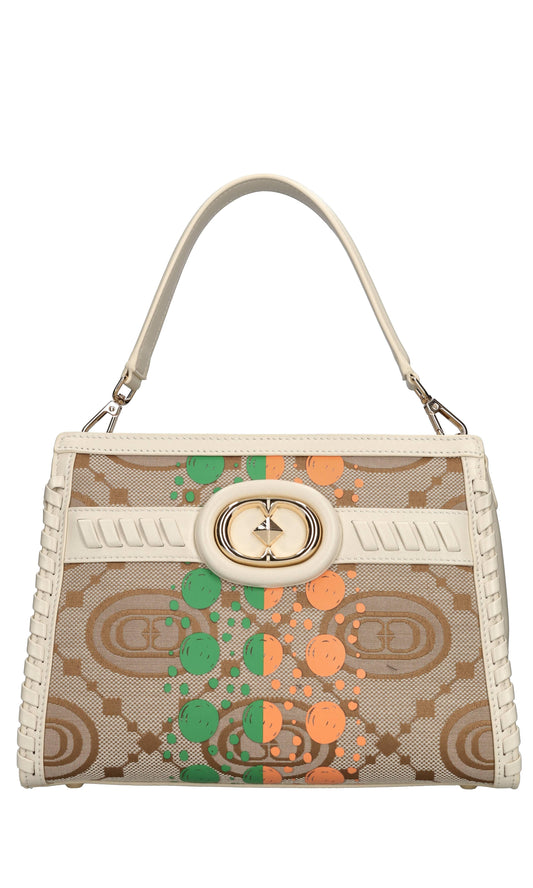 Camelia - Borsa Donna Monogram in Pelle e Tessuto