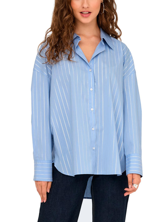 Quineta - Camicia JDY Mio Celeste Righe Donna Moderna
