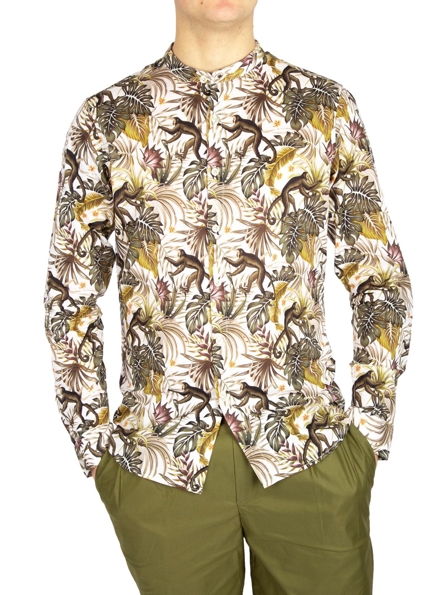 Romerino - Camicia Gianni Lupo Coreana Floreale Uomo Moderna
