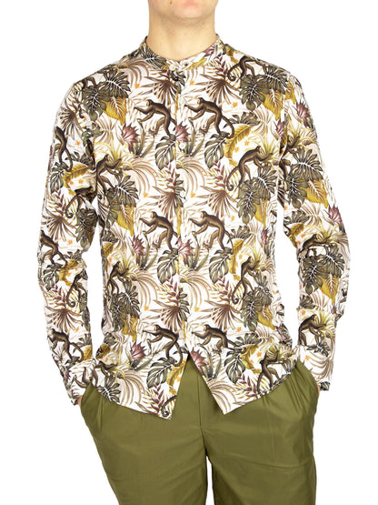 Romerino - Camicia Gianni Lupo Coreana Floreale Uomo Moderna