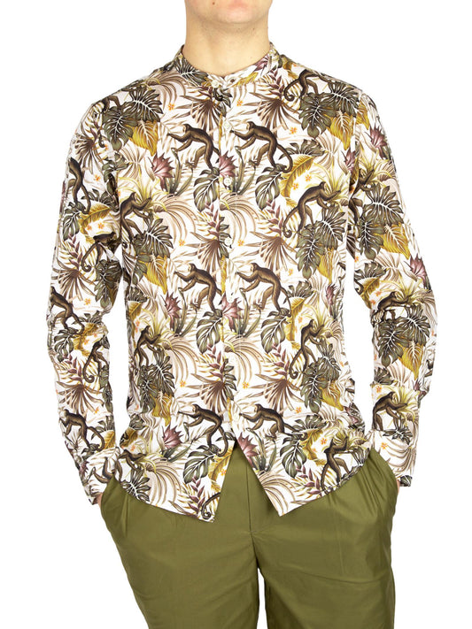Romerino - Camicia Gianni Lupo Coreana Floreale Uomo Moderna