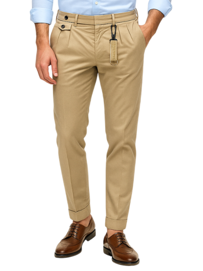Riccardo - Pantaloni Uomo Con Pinces Beige Eleganti