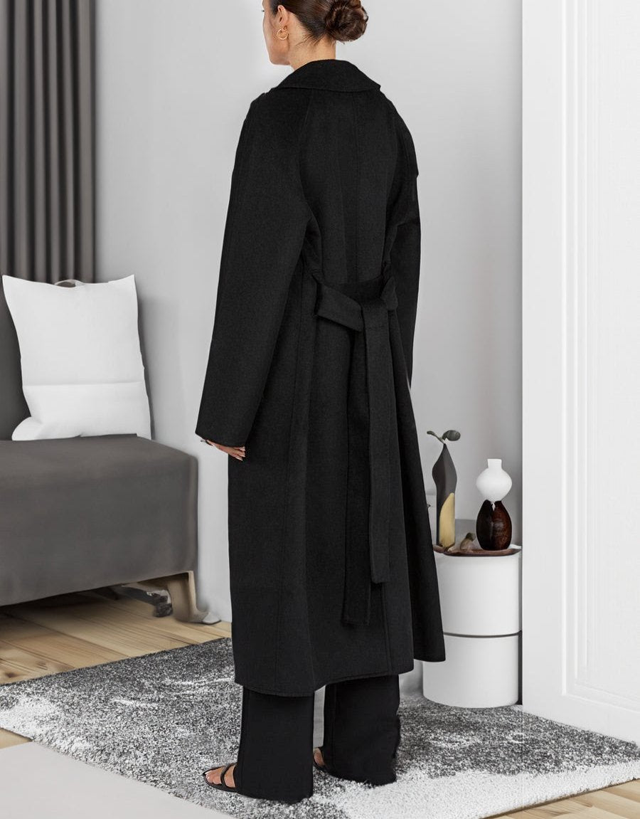 Rachele - Cappotto Lungo con Bavero Ampio e Cintura