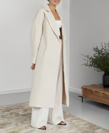 Rachele - Cappotto Lungo con Bavero Ampio e Cintura