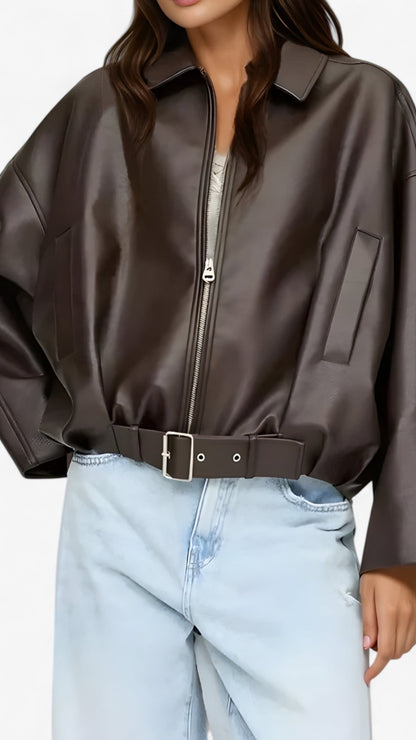 Honoria - Giacca corta da donna con cintura elegante