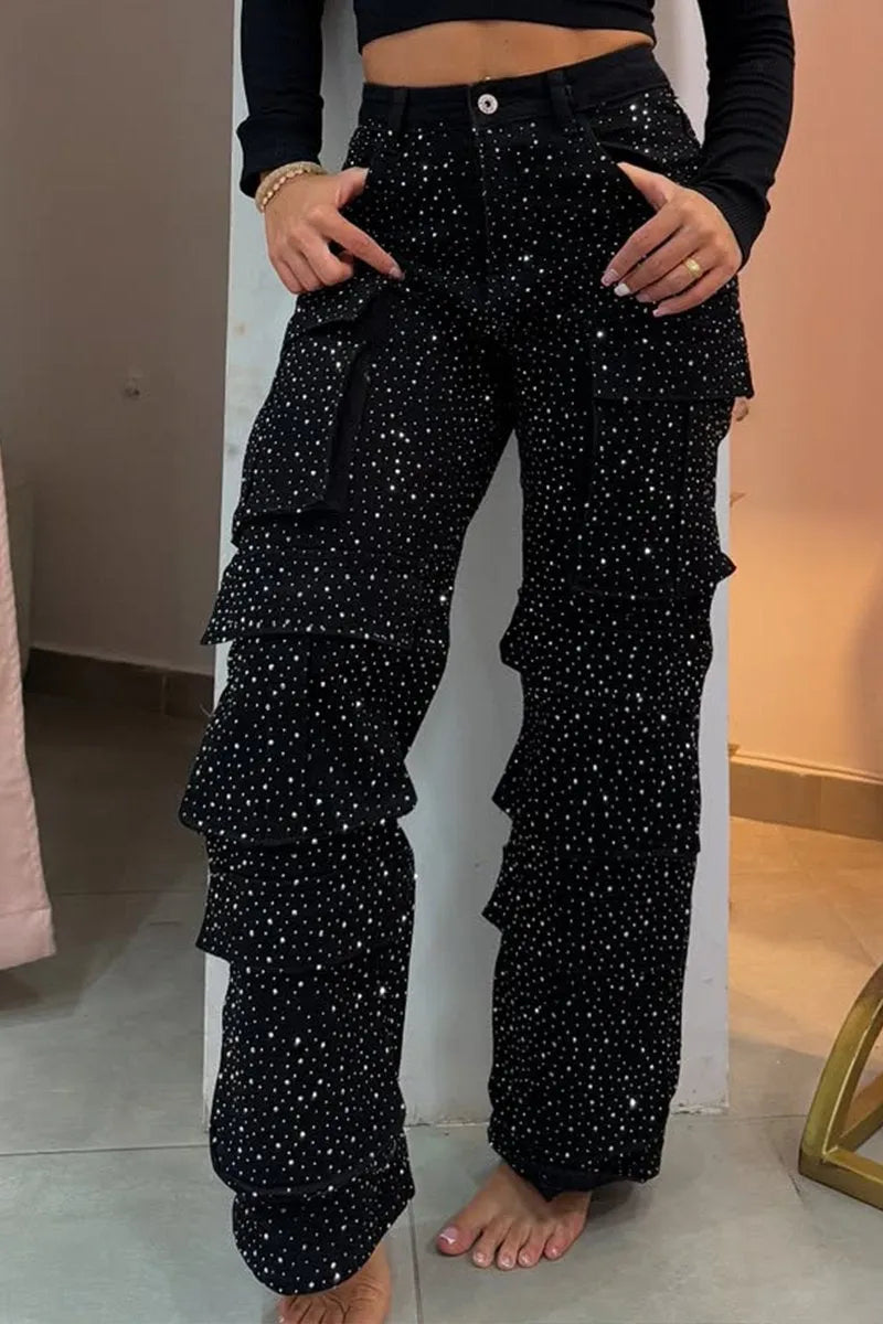 Joanna – Jeans Cargo Donna con Strass Glamour