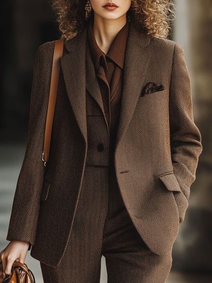 Tommina - Blazer Casual Tasca a Spina di Pesce