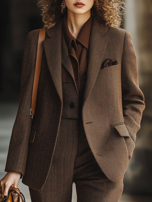 Tommina - Blazer Casual Tasca a Spina di Pesce