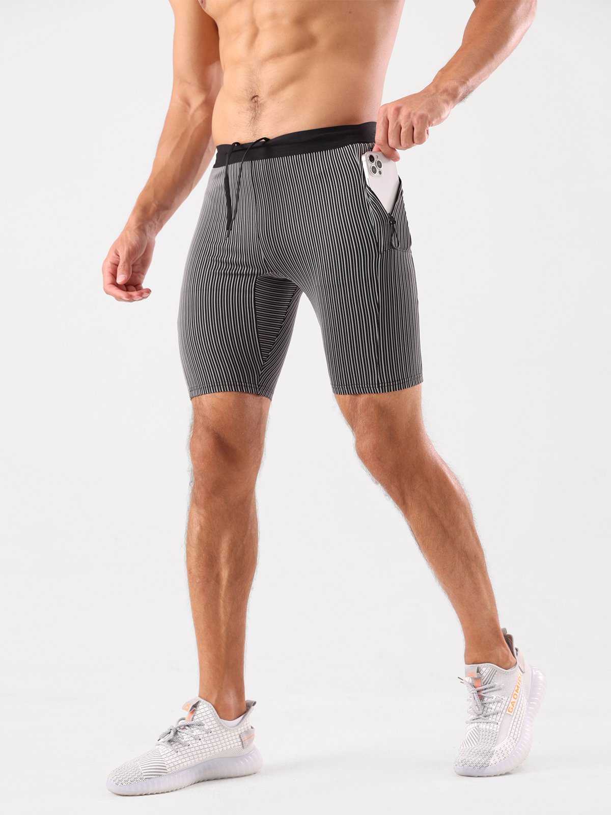Raimondo - Shorts Running Uomo Compressione Zip Tasche Moderni