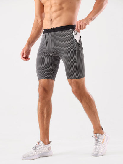 Raimondo - Shorts Running Uomo Compressione Zip Tasche Moderni