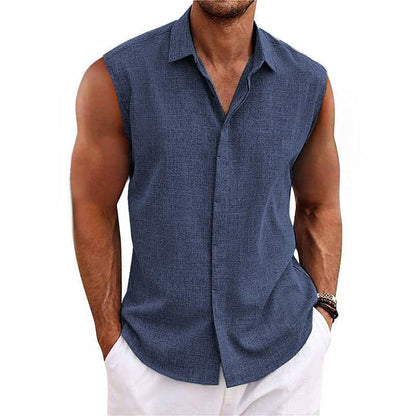 Helios - Camicia Senza Maniche Colletto Rever Uomo Estate
