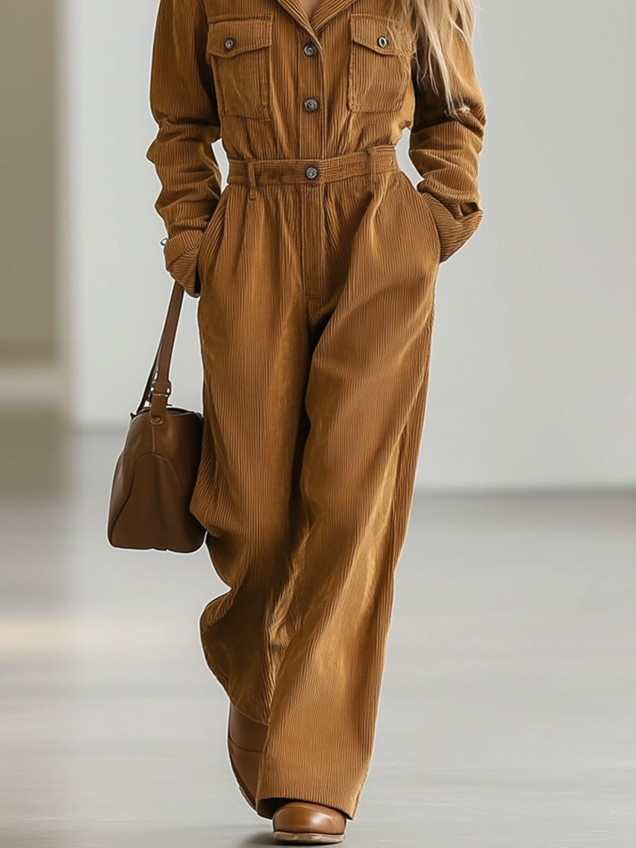 Teadora - Tuta Donna Casual Retrò Tasche Multiple