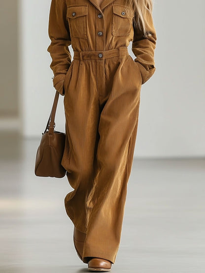 Teadora - Tuta Donna Casual Retrò Tasche Multiple