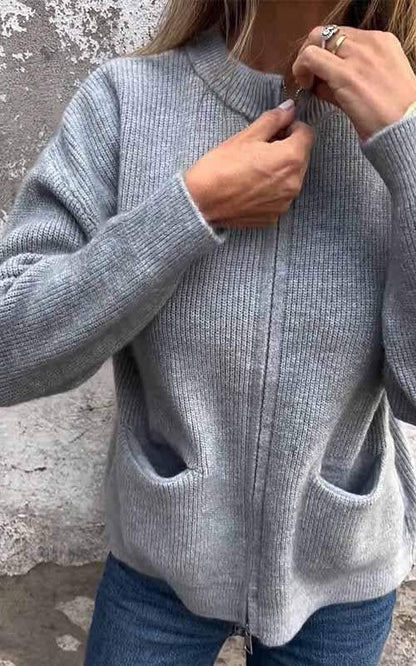 Loriana - Cardigan Donna in Cotone con Zip Leggero e Versatile