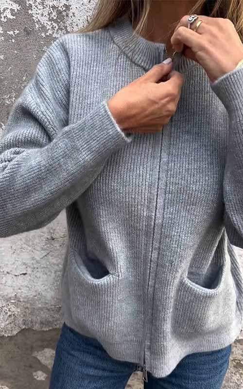Loriana - Cardigan Donna in Cotone con Zip Leggero e Versatile