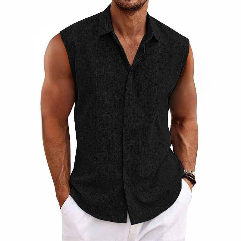 Helios - Camicia Senza Maniche Colletto Rever Uomo Estate