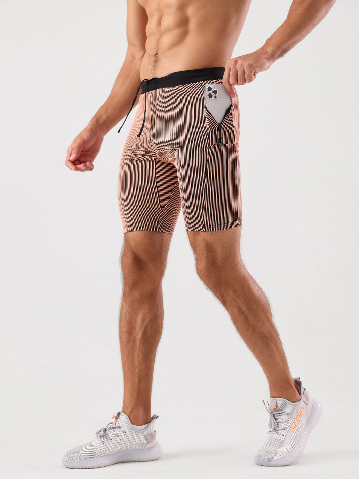 Raimondo - Shorts Running Uomo Compressione Zip Tasche Moderni