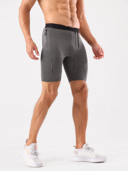 Raimondo - Shorts Running Uomo Compressione Zip Tasche Moderni