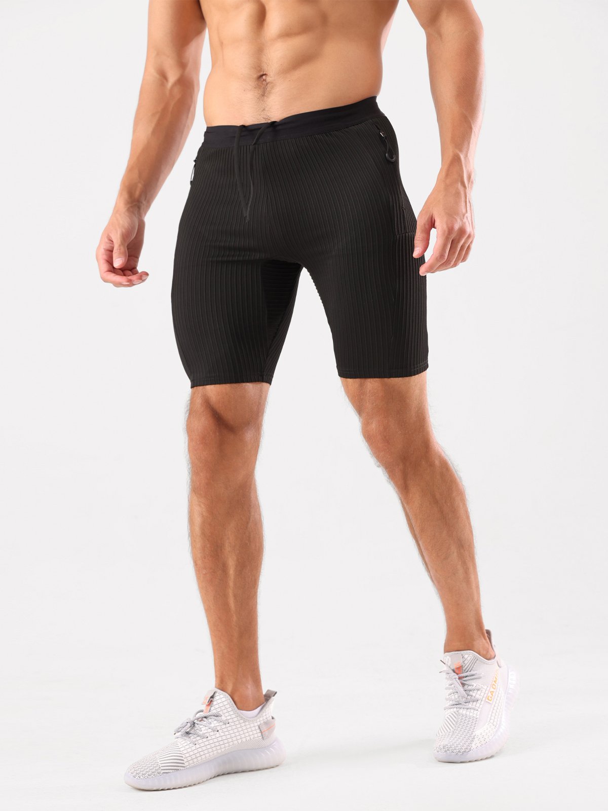 Raimondo - Shorts Running Uomo Compressione Zip Tasche Moderni