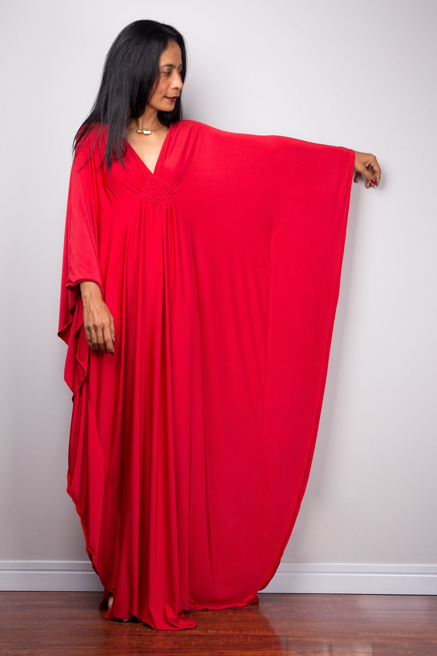 Martina - Abito Donna Kaftano Rosso Elegante Estate