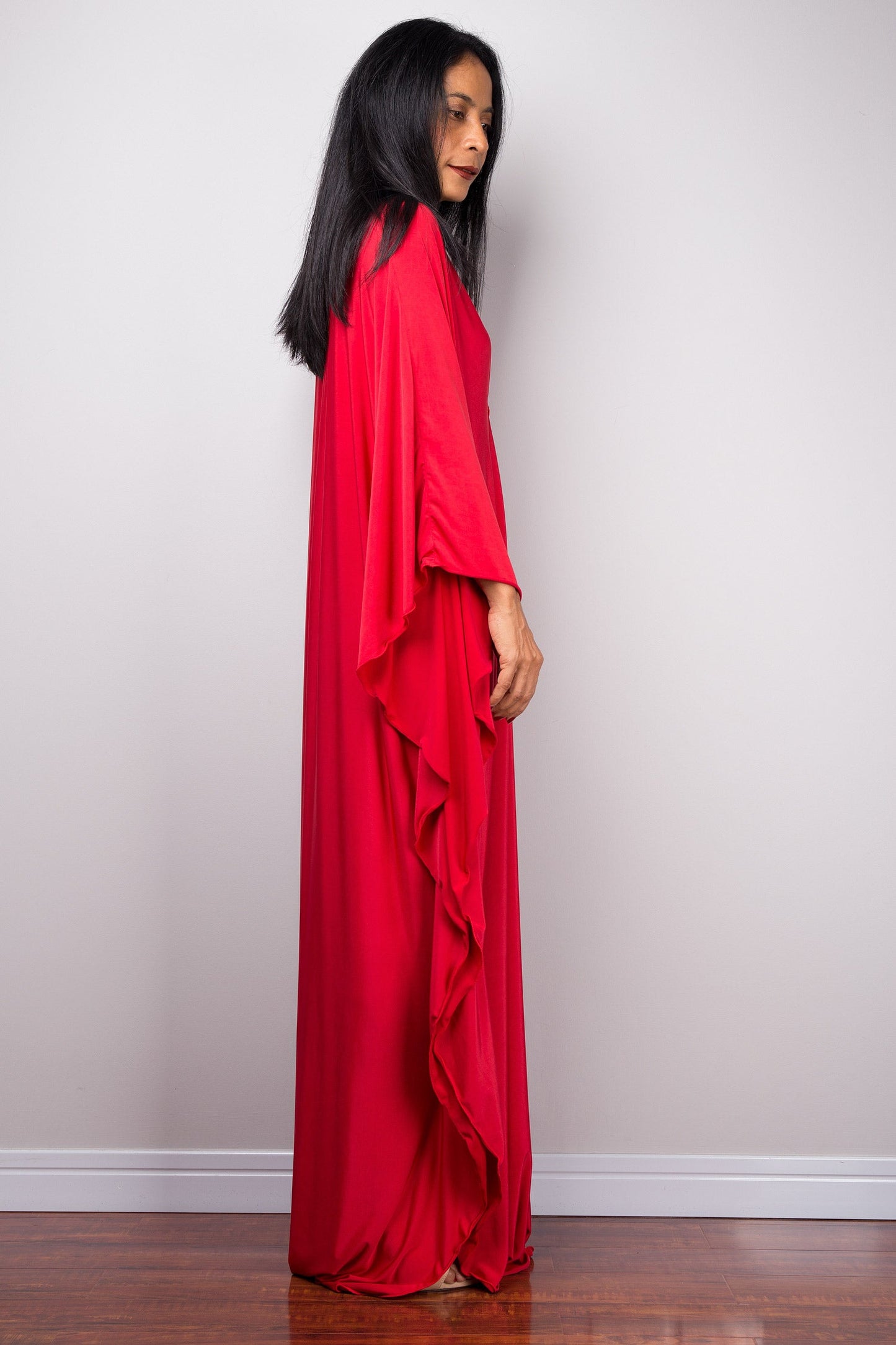 Martina - Abito Donna Kaftano Rosso Elegante Estate