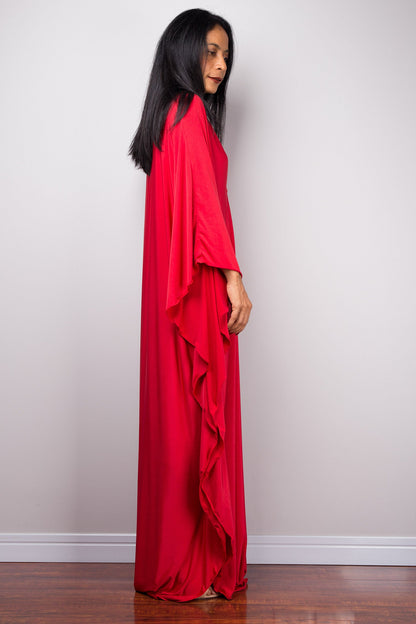 Martina - Abito Donna Kaftano Rosso Elegante Estate