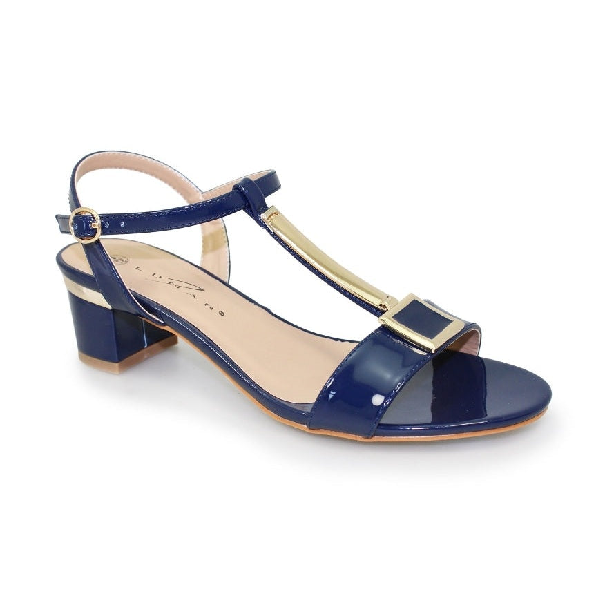 Prisca - Sandali donna occasione navy lucido cerimonia