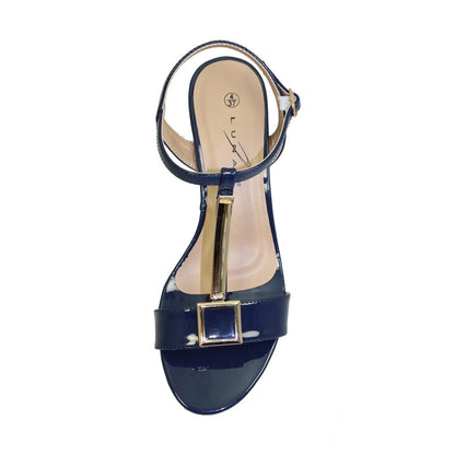 Prisca - Sandali donna occasione navy lucido cerimonia
