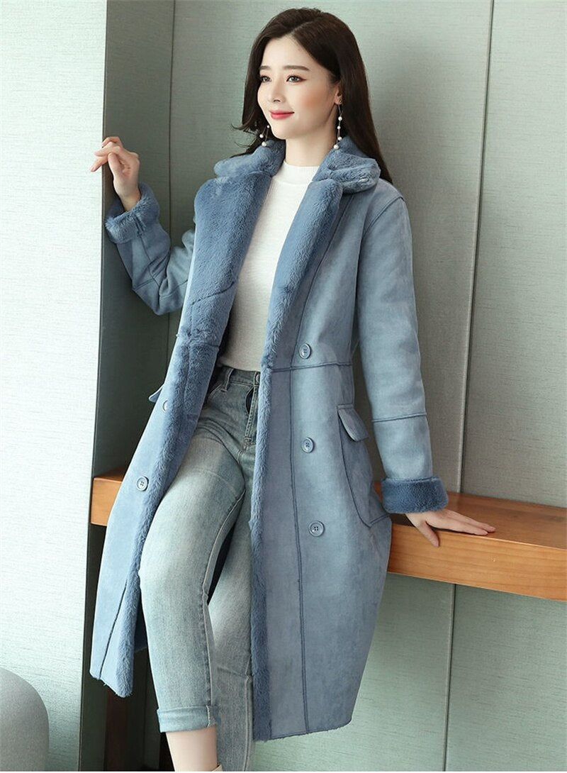 Dalia – Cappotto Donna in Spesso Camoscio con Revers
