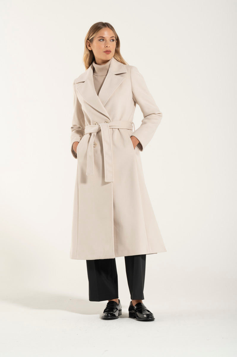Tisella - Cappotto Donna Elegante Color Crema