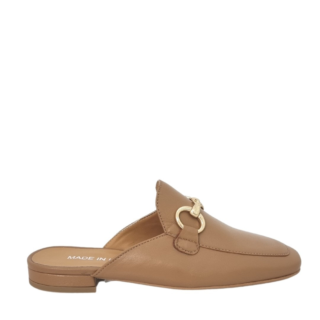 Rexela - Mules Donna Cuoio Vera Pelle Morsetto Oro Eleganti