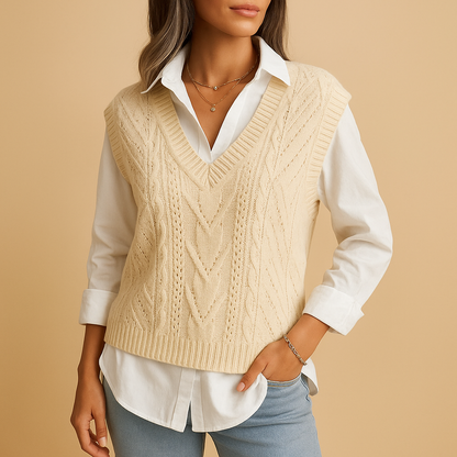 Alfrida – Gilet Zopfstrick Donna Senza Maniche V