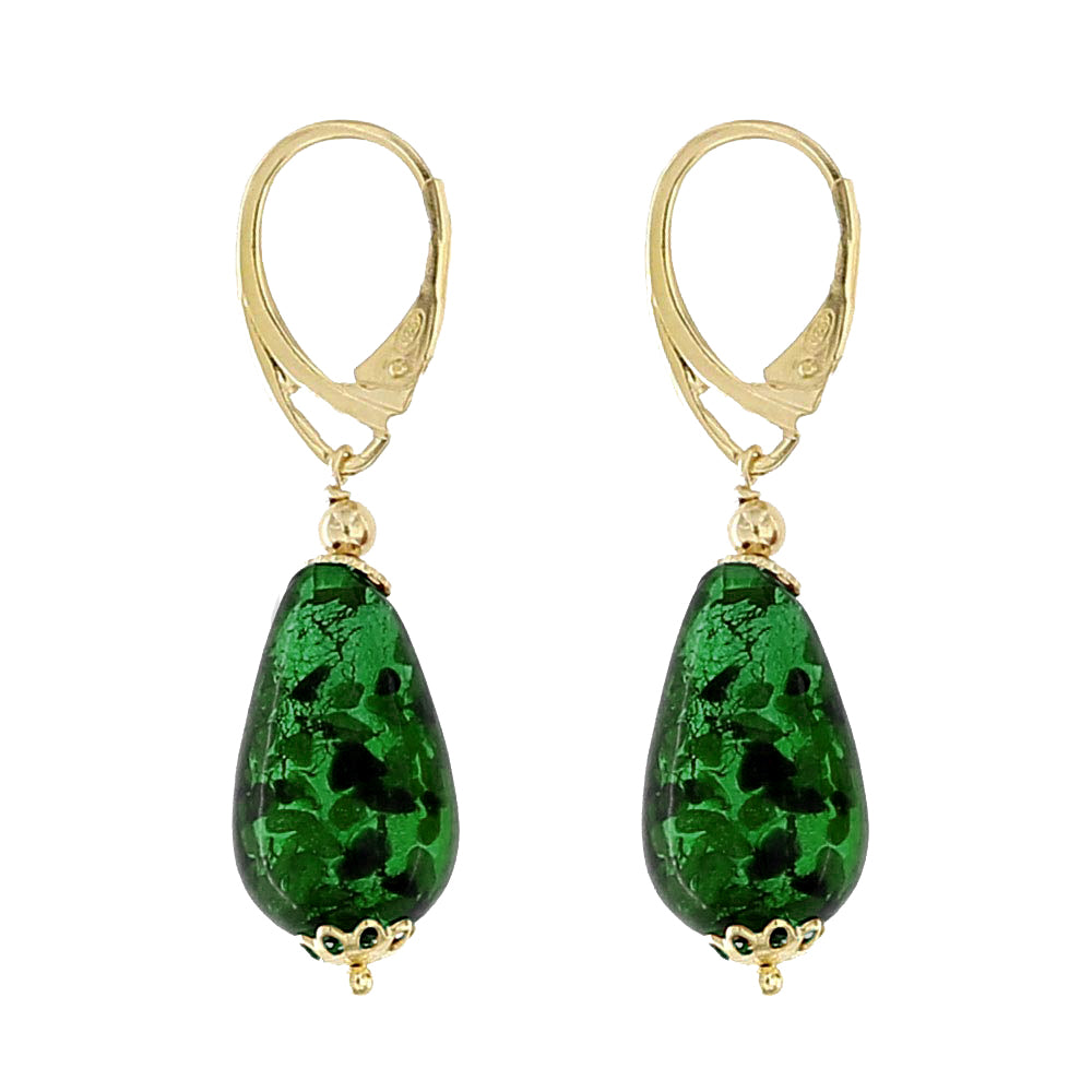 Lolinda - Orecchini Goccia Murano Verde Argento Donna