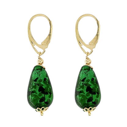 Lolinda - Orecchini Goccia Murano Verde Argento Donna