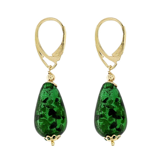 Lolinda - Orecchini Goccia Murano Verde Argento Donna