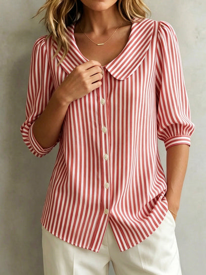 Kimi - Camicia a Righe con Bottoni Versatile Donna