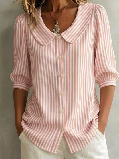Kimi - Camicia a Righe con Bottoni Versatile Donna