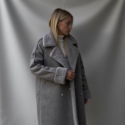 Emma - Cappotto invernale in morbida pelle scamosciata