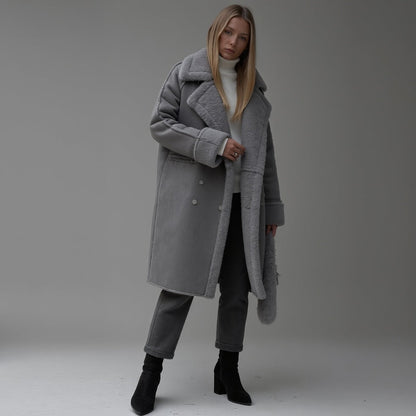 Emma - Cappotto invernale in morbida pelle scamosciata