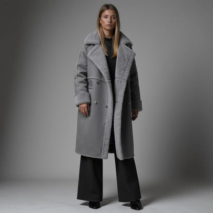 Emma - Cappotto invernale in morbida pelle scamosciata