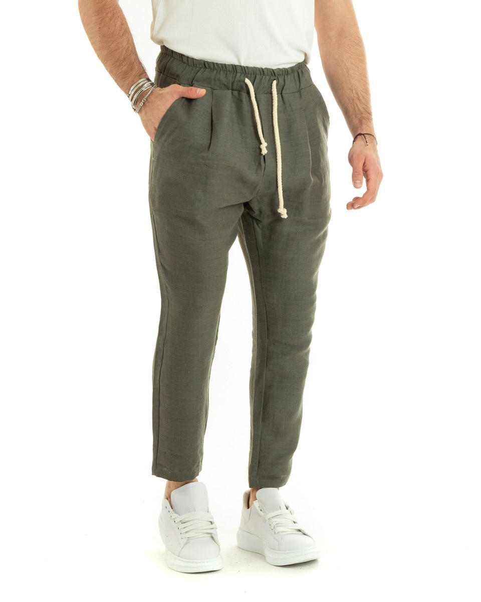 Rosarino - Pantaloni Jogger Uomo Verde Elastico Sartoriale