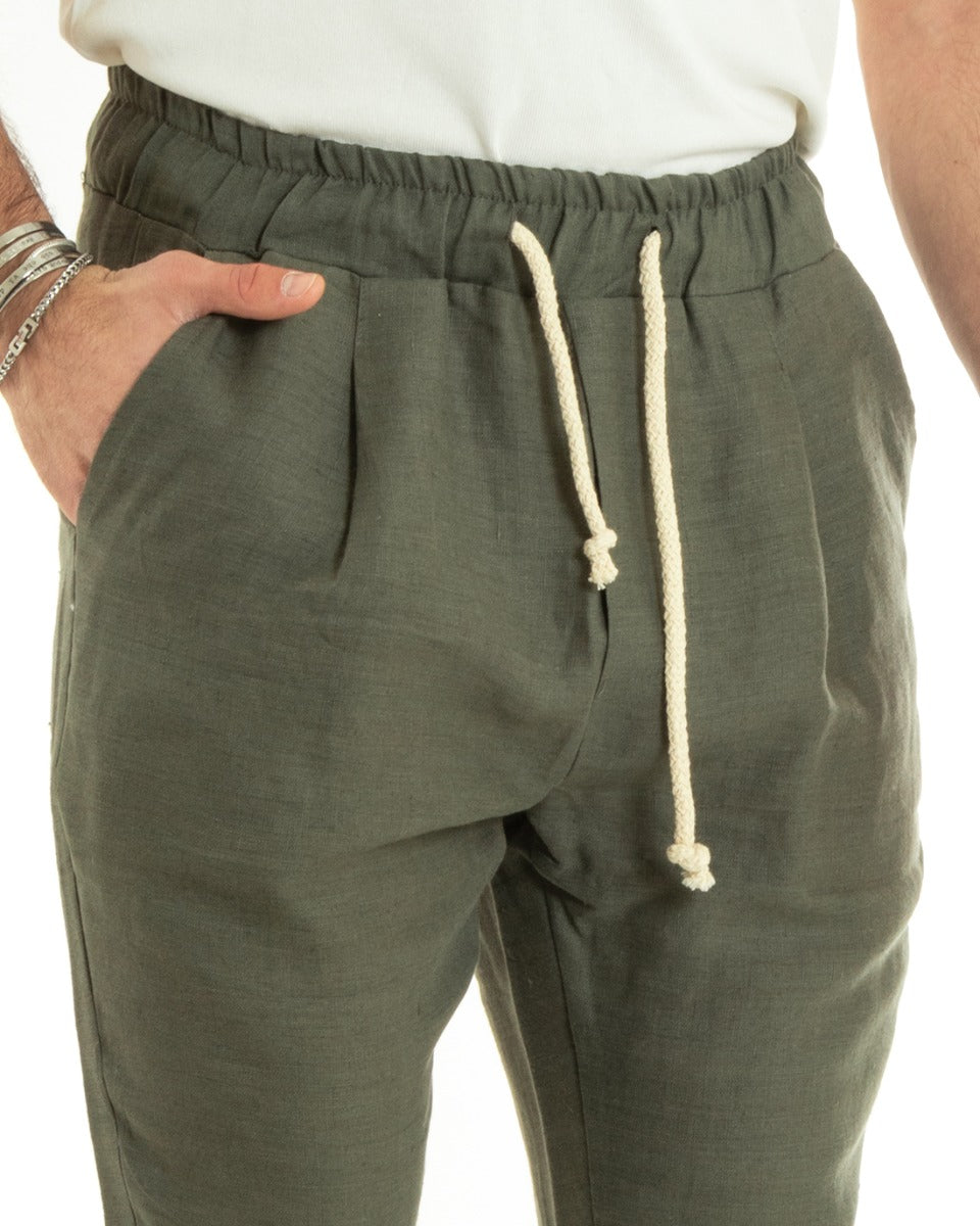 Rosarino - Pantaloni Jogger Uomo Verde Elastico Sartoriale
