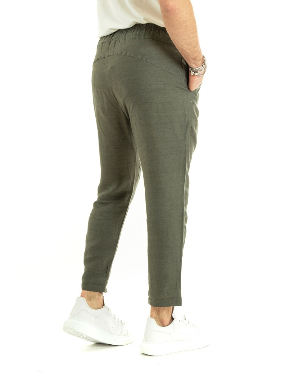 Rosarino - Pantaloni Jogger Uomo Verde Elastico Sartoriale