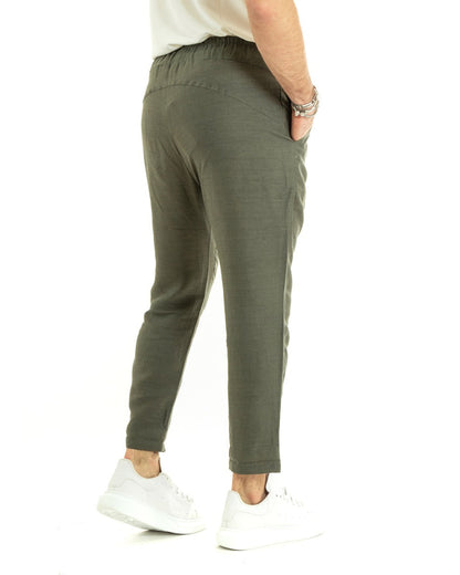 Rosarino - Pantaloni Jogger Uomo Verde Elastico Sartoriale