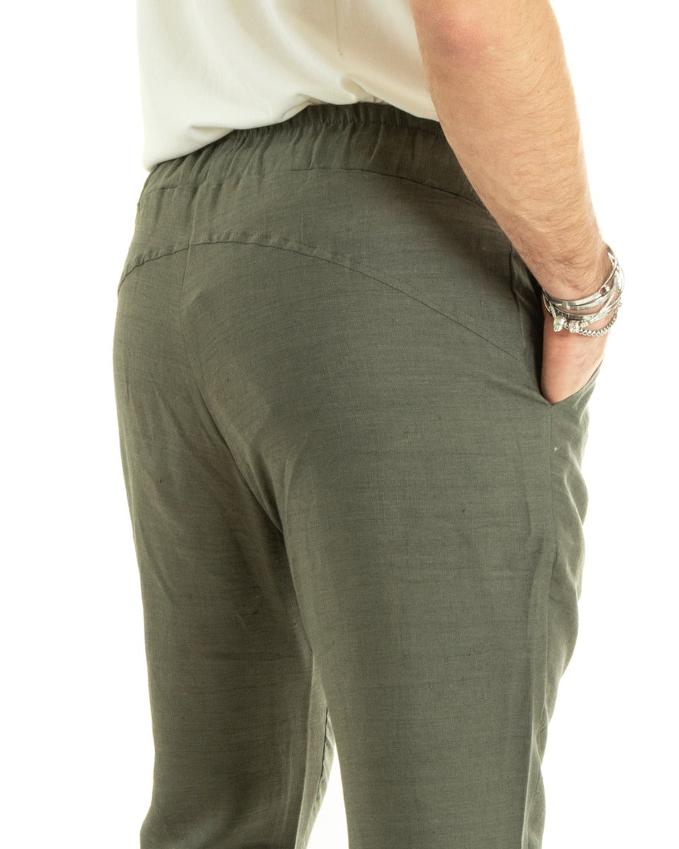 Rosarino - Pantaloni Jogger Uomo Verde Elastico Sartoriale