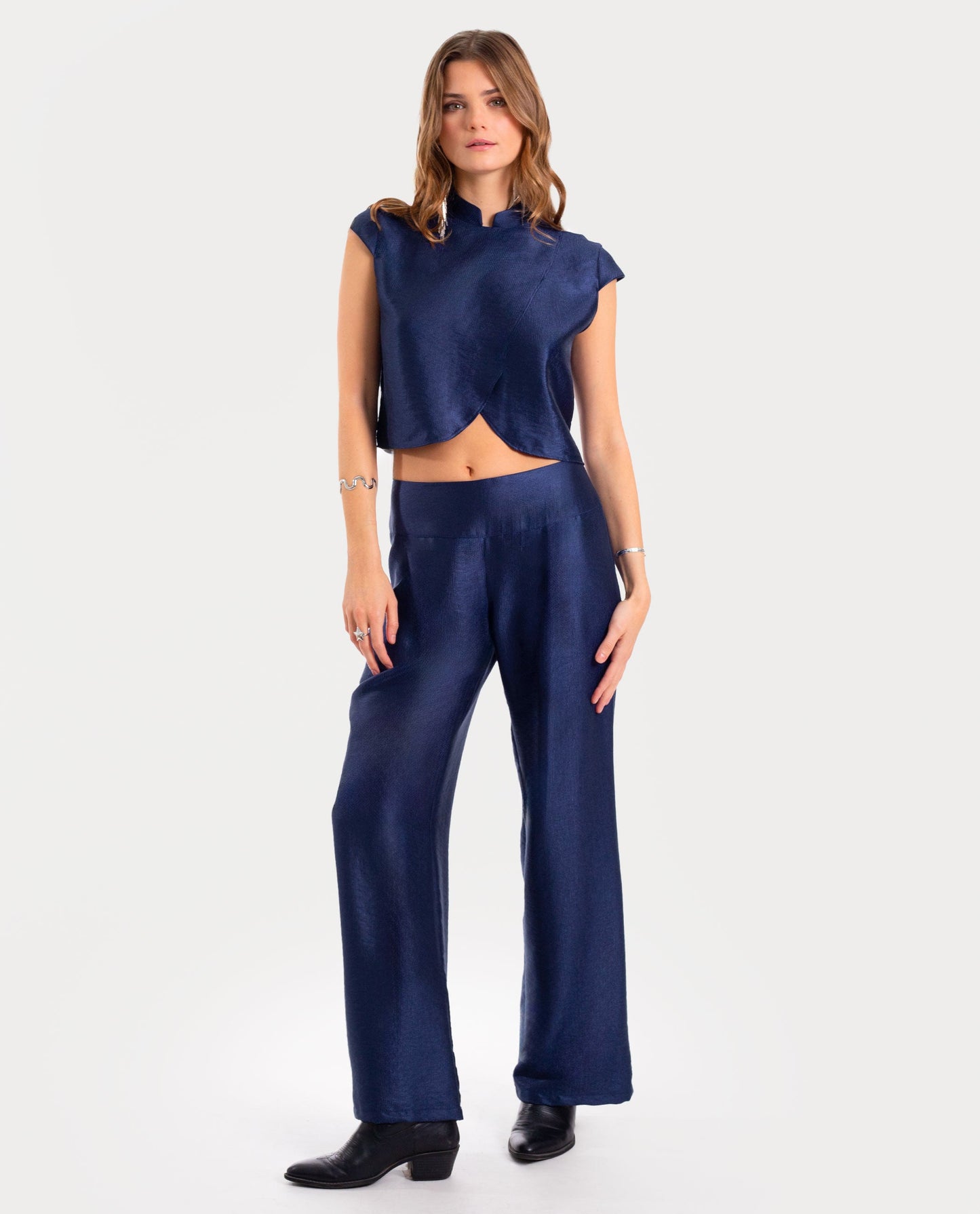 Coral - Pantalone All-In Blu Navy Elegante e Versatile Donna
