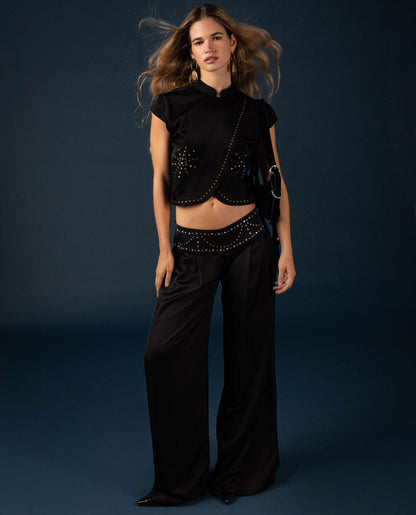 Clelia - Pantalone Sartoriale Nero Elegante da Donna