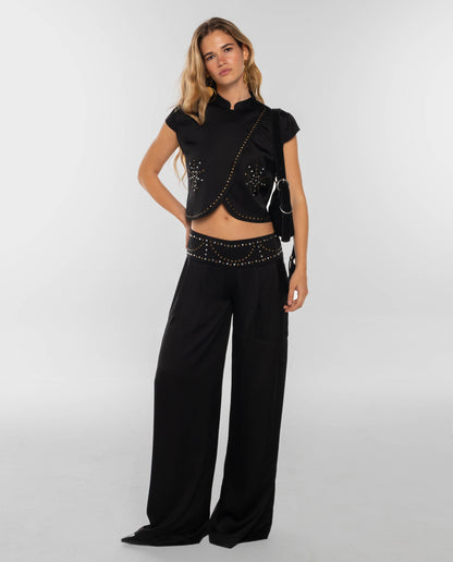 Clelia - Pantalone Sartoriale Nero Elegante da Donna