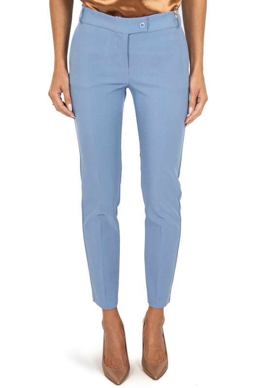 Ksenia - Pantalone Sigaretta Donna Azzurro Elegante