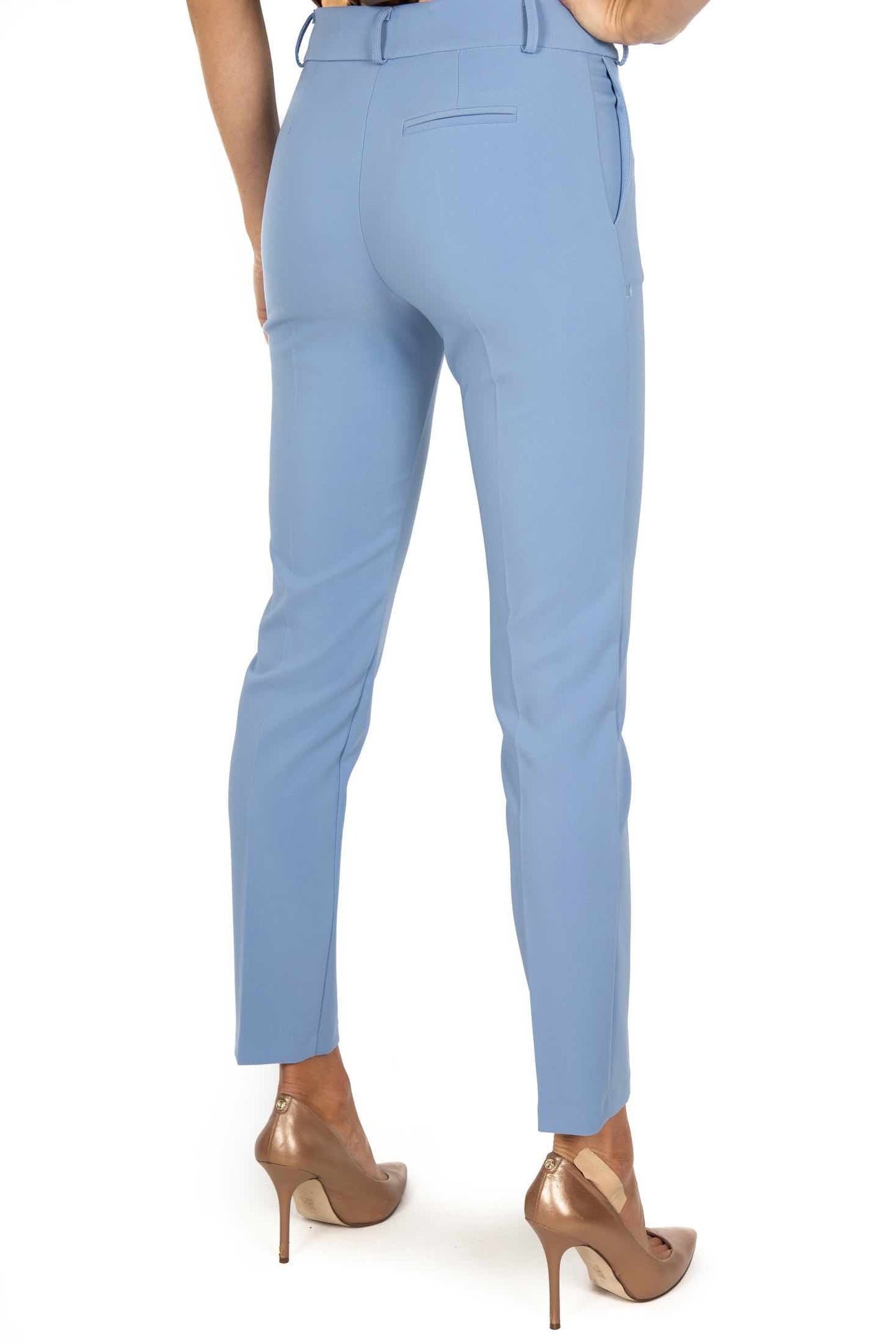 Ksenia - Pantalone Sigaretta Donna Azzurro Elegante